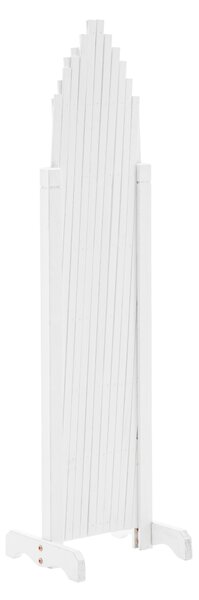 KONDELA Rácsos térelválasztó panel, fehér/fa, 250 cm, KEJLY