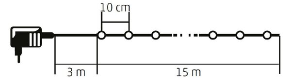 HOME LED158DWW DOT LED-es fényfüzér, kül- és beltéri kivitel, 150 db melegfehér LED, 8 világítási mód, 15 m füzérhossz