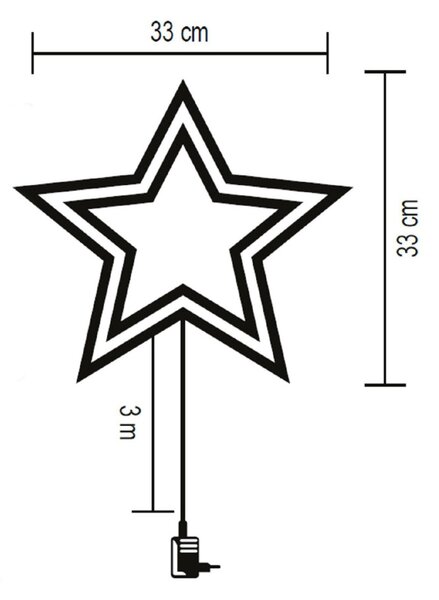 HOME KID503WW csillag ablakdísz, kül- és beltéri kivitel, 35 db melegfehér LED, 2 tapadókorong, fehér tápkábel, 33 x 28 cm