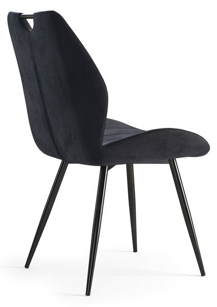 MAZZONI EXPORT ARNO Fekete (Bluvel 19 szövet) - MODERN KÁRPITOZOTT ÉTKEZŐSZÉK NAPPALIBA/ÉTKEZŐBE VELVET FOGANTYÚVAL