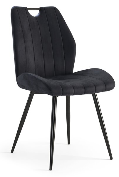 MAZZONI EXPORT ARNO Fekete (Bluvel 19 szövet) - MODERN KÁRPITOZOTT ÉTKEZŐSZÉK NAPPALIBA/ÉTKEZŐBE VELVET FOGANTYÚVAL