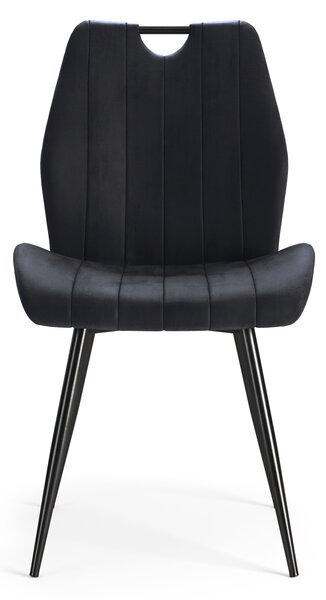 MAZZONI EXPORT ARNO Fekete (Bluvel 19 szövet) - MODERN KÁRPITOZOTT ÉTKEZŐSZÉK NAPPALIBA/ÉTKEZŐBE VELVET FOGANTYÚVAL