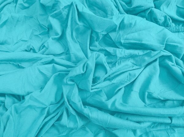 Jersey gumis lepedő HIGHFIT türkizkék 90 x 200 cm