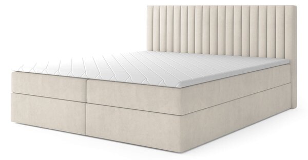 LAMELLA kárpitozott boxspring ágy - krémszínű Méret: 180x200