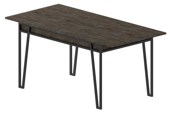 Étkezőasztal, sötét fa, fém, 140x80 cm - DEJ