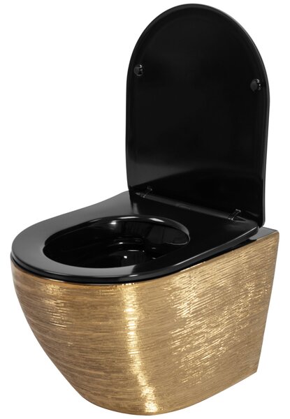 Rea Rea, Függő WC-csésze Carlo Flat - szálcsiszolt arany, REA-C3300