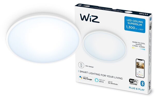 WiZ Tunable White SuperSlim mennyezeti lámpa 14 W, fehér