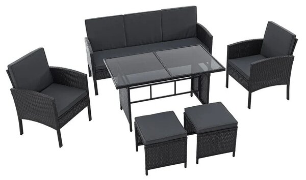 Juskys Rattan szett Turin - fekete