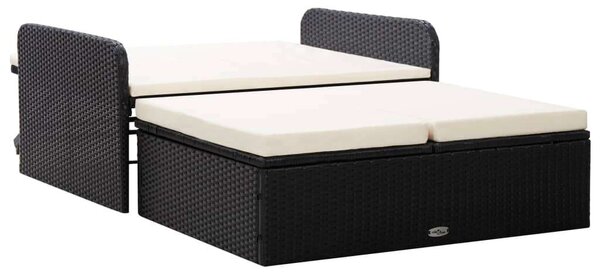 VidaXL Polyrattan Kerti Pihenőszett - 2 részes - Fekete