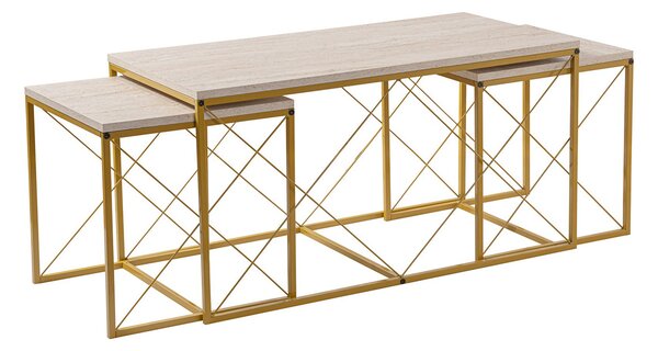 Defne Gold Travertine dohányzóasztal