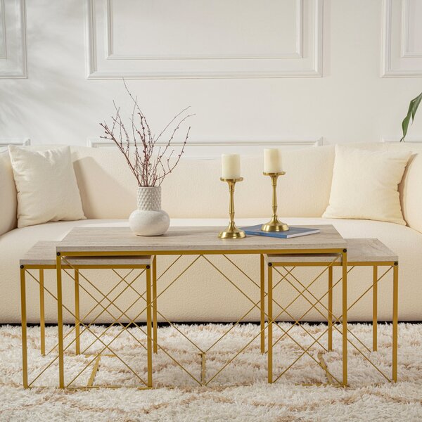 Defne Gold Travertine dohányzóasztal