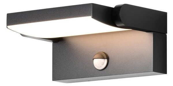 CMD LED fali lámpa 9081, érzékelő, antracit, 21 cm, CCT, IP54, Fekete, Alumínium, Modern
