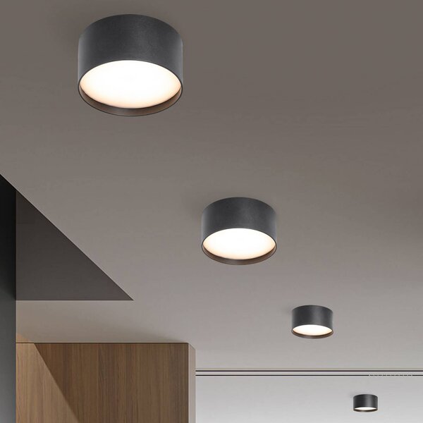 CMD LED mennyezeti lámpa 9092, Ø 12 cm, antracit, IP44, fém, Fekete, Alumínium, Modern