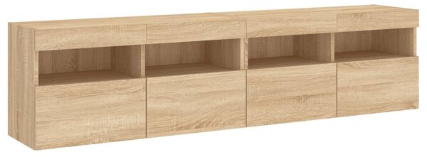 2 db sonoma tölgy színű fali TV-szekrény LED-del 80x30x40 cm
