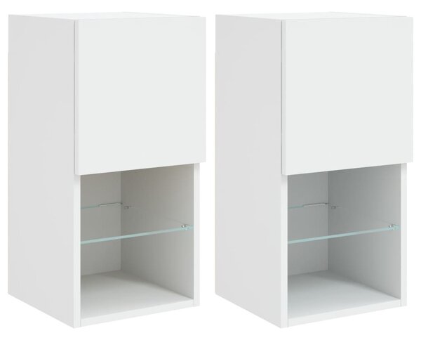 2 db fehér TV-szekrény LED-lámpákkal 30,5x30x60 cm