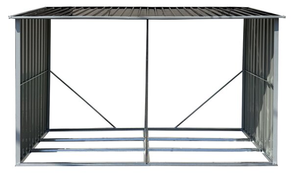 KONDELA Tűzifa tároló, antracit/fehér, 302x121,5x191 cm, DARYL TYP 3