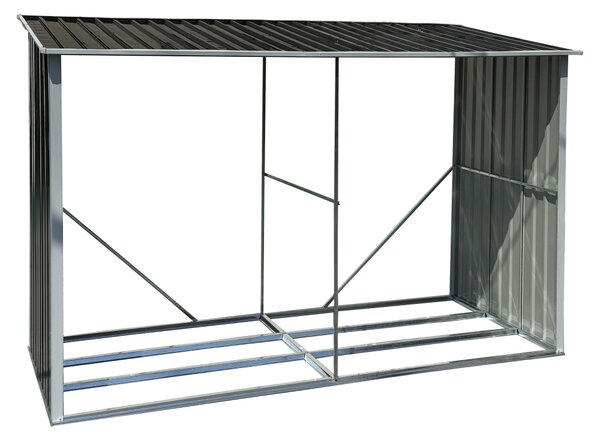 KONDELA Tűzifa tároló, antracit/fehér, 302x121,5x191 cm, DARYL TYP 3
