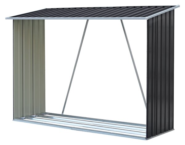 KONDELA Tűzifa tároló, antracit/fehér, 217x82x154 cm, DARYL TYP 2