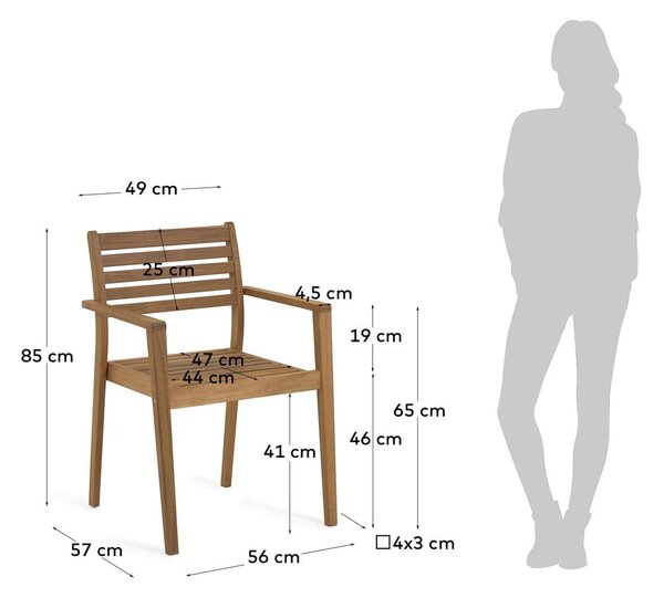 Natúr színű tömörfa kerti szék Hanzel – Kave Home