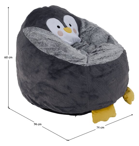 KONDELA Babzsák pingvin, szürke, PINGO
