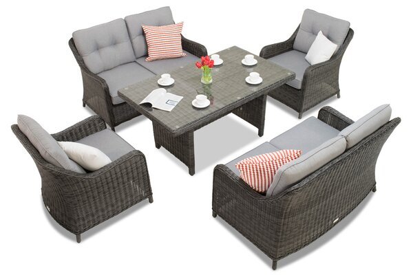 Garden Point Toledo Apetito 6 technorattán kerti bútorok, antracit