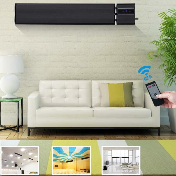 Infrapanel elektromos fűtés, fekete, ElectricSun 2800W / 1400W, SZ180xM15cm infrapanel fűtés, termosztáttal és Smart Life App wifivel