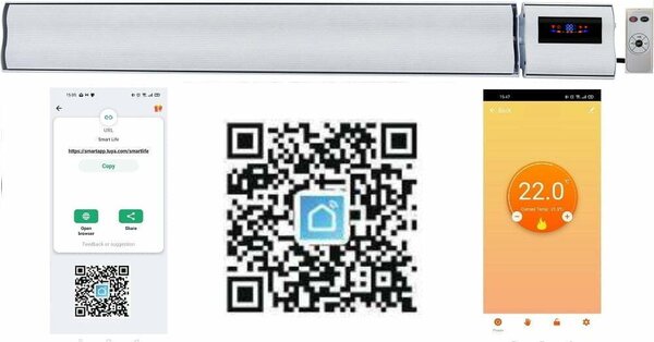 Infrapanel elektromos fűtés, fehér, ElectricSun, 2800W / 1400W, SZ180xM15cm infrapanel fűtés termosztáttal és Smart Life App wifivel