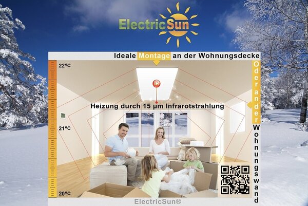 Infrapanel elektromos fűtés, fehér, ElectricSun, 2800W / 1400W, SZ180xM15cm infrapanel fűtés termosztáttal és Smart Life App wifivel