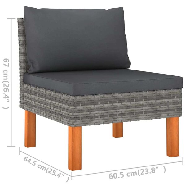 5 Részes Polyrattan Kerti Ülőgarnitúra - Szürke