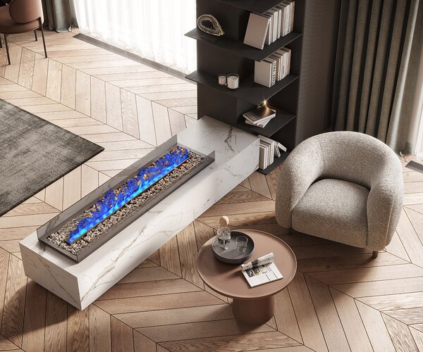 3D vízpárás beépíthető elektromos kandalló, Led, telefonos alkalmazással, ElectricSun MISTique közepes SZ 100 cm