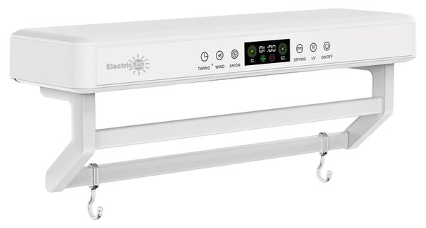 Elektromos törölköző szárító és sterilizáló, fürdőszobai vagy konyhai használatra, falra szerelhető, SZ60cm, 450W, ElectricSun PREMIUM Fehér