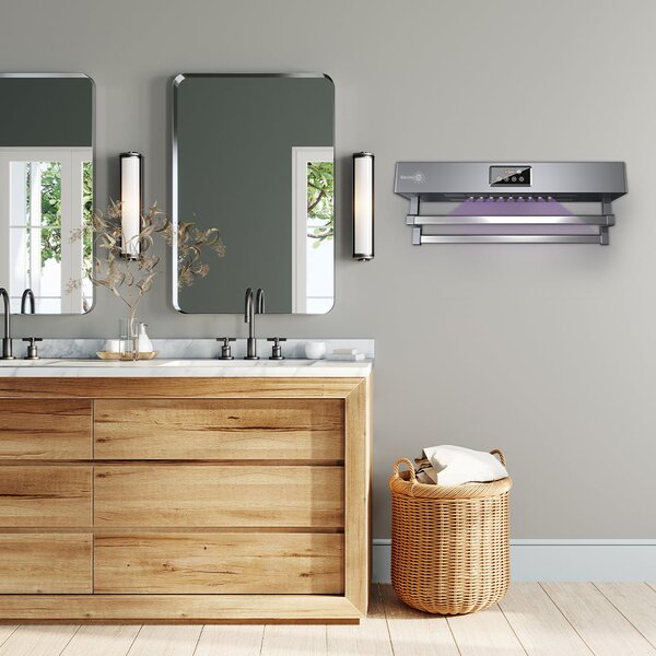 Elektromos törölköző szárító és sterilizáló, fürdőszobai vagy konyhai használatra, falra szerelhető, SZ60cm, 450W, ElectricSun Standard szürke
