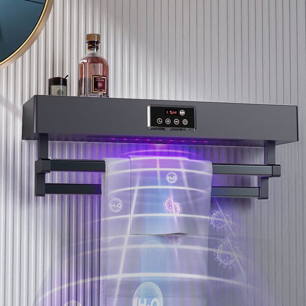 Elektromos törölköző szárító és sterilizáló, fürdőszobai vagy konyhai használatra, falra szerelhető, SZ60cm, 450W, ElectricSun Standard szürke