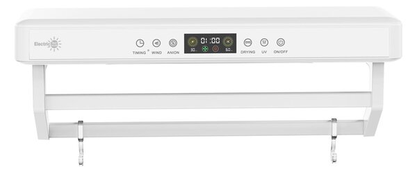 Elektromos törölköző szárító és sterilizáló, fürdőszobai vagy konyhai használatra, falra szerelhető, SZ60cm, 450W, ElectricSun PREMIUM Fehér