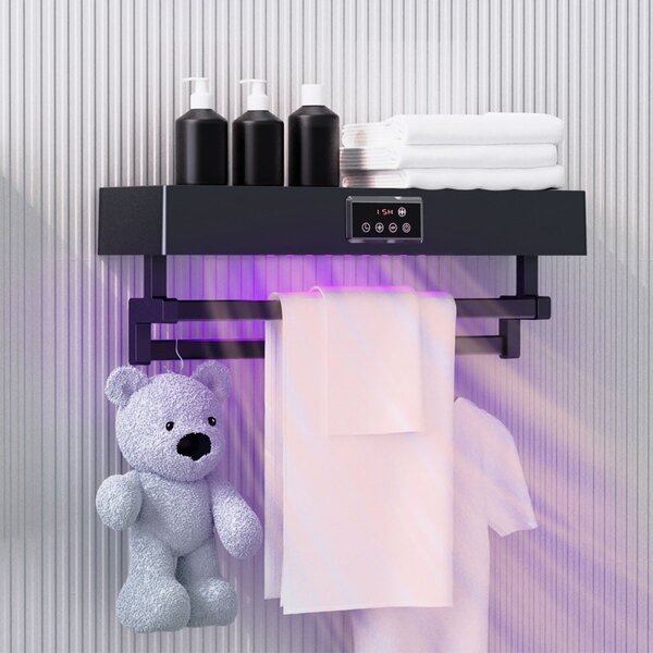 Elektromos törölköző szárító és sterilizáló, fürdőszobai vagy konyhai használatra, falra szerelhető, SZ60cm, 450W, ElectricSun Standard szürke