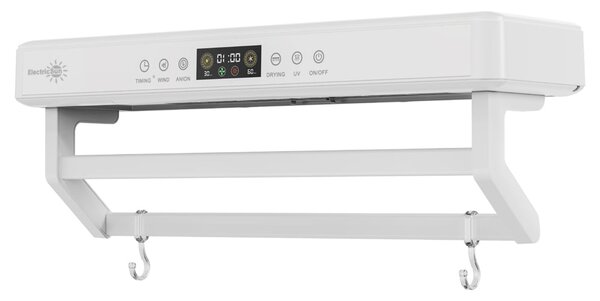 Elektromos törölköző szárító és sterilizáló, fürdőszobai vagy konyhai használatra, falra szerelhető, SZ60cm, 450W, ElectricSun PREMIUM Fehér