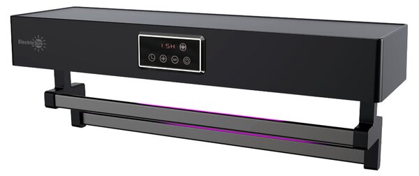 Elektromos törölköző szárító és sterilizáló, fürdőszobai vagy konyhai használatra, falra szerelhető, SZ60cm, 450W, ElectricSun Standard Fekete