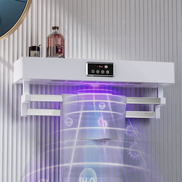 Elektromos törölköző szárító és sterilizáló, fürdőszobai vagy konyhai használatra, falra szerelhető, SZ60cm, 450W, ElectricSun Standard Fehér
