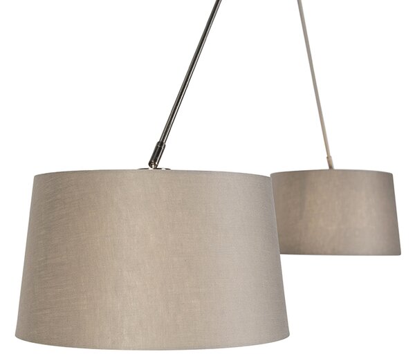 Acél lógólámpa taupe vászonbúrákkal 35 cm 2-lámpás - Blitz