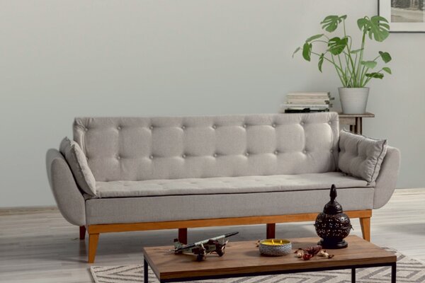 Design ágyazható kanapé Talasius 217 cm krémszínű