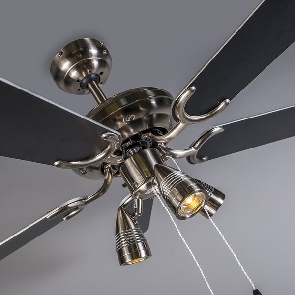 Mennyezeti ventilátor acél 110 cm 3 lámpával, húzózsinórral - Mistral