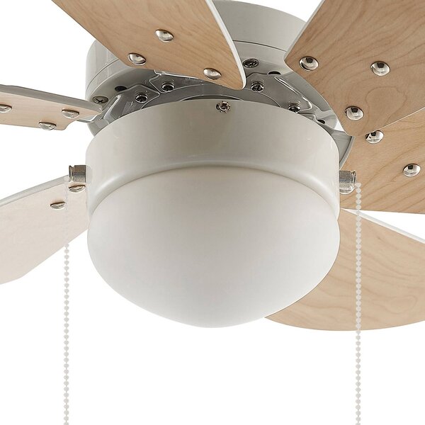 Lindby mennyezeti ventilátor Minja, fehér, fa, Fehér / opál, Nappali / Étkező, fém, Modern