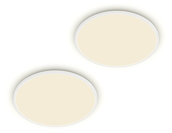 Philips LED mennyezeti lámpa SuperSlim 2 db-os készlet IP44 Ø 25 cm 4000 K, dimmelhető, Fehér / opál, Dolgozószoba / Iroda, Műanyag, Modern