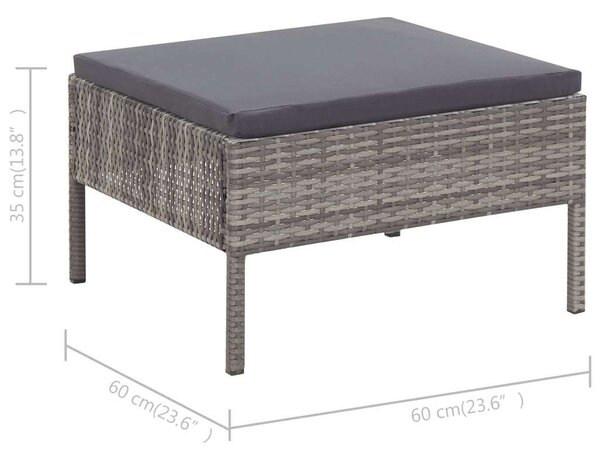 VidaXL 3-részes szürke polyrattan kerti ülőgarnitúra párnákkal