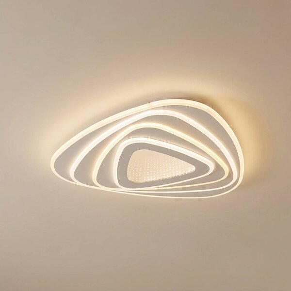 Lindby LED mennyezeti világítás Rebeka, 48x49 cm, CCT, távirányító, dimmelhető, Fehér / opál, Nappali / Étkező, fém, Modern