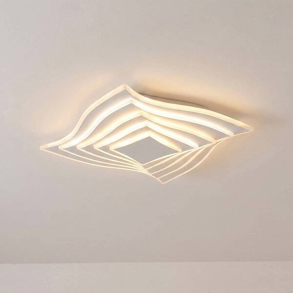 Lindby LED mennyezeti világítás Rebeka, 47x47 cm, CCT, távirányító, dimmelhető, Fehér / opál, Nappali / Étkező, fém, Modern