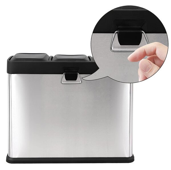 Szelektív szemeteskuka 3x15L, ezüst