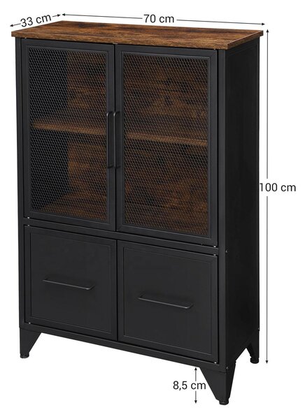 Padlón álló tárolószekrény, könyvespolc 75 x 100 x 33 cm rusztikus barna