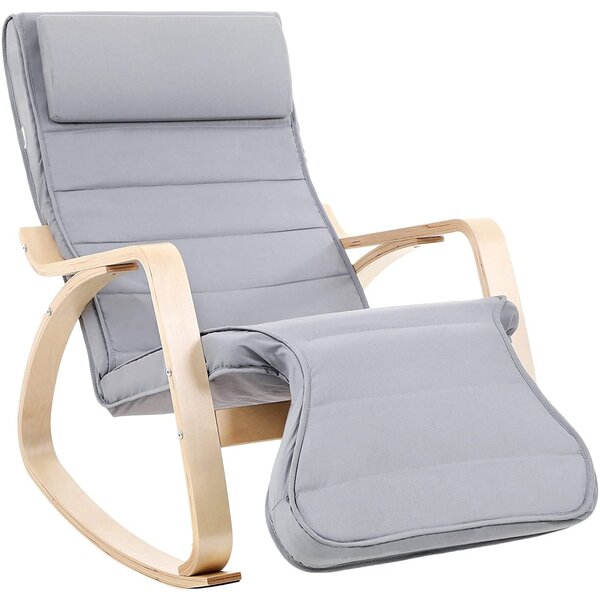 Hintaszék, relaxációs szék 5 irányban állítható lábtartó, világosszürke | SONGMICS