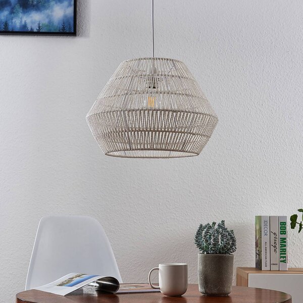 Lindby Ottavio függő lámpa papírfonatból, fehér, dimmelhető, Fehér / opál, Nappali / Étkező, Papír / lunolit / lunopal, Modern